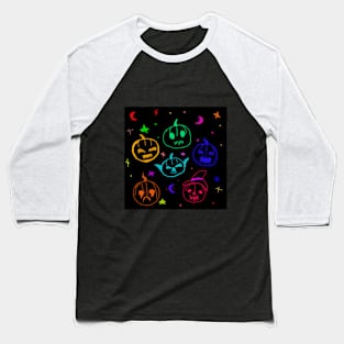 Ghost pumpkin neon on Halloween Baseball T-Shirt